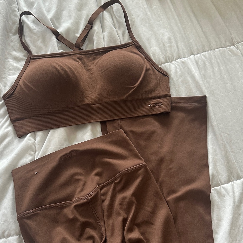 PINK Victoria's Secret Brown Sports Bra Set